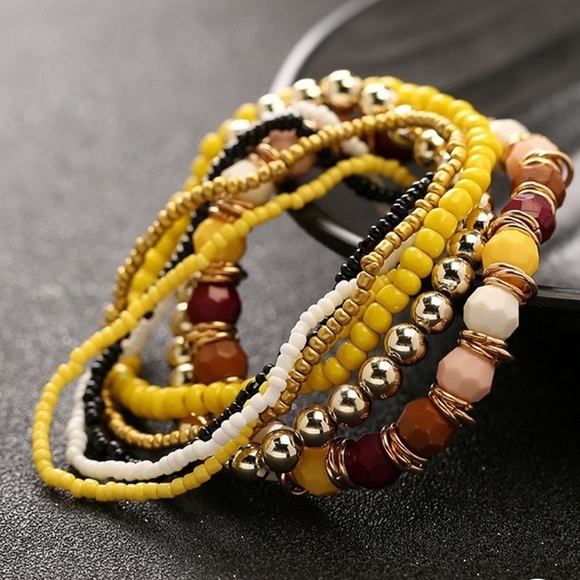 Jewelry - Boho Multi Layered Bracelet Yellow/Gold/White Multi Color  NEW